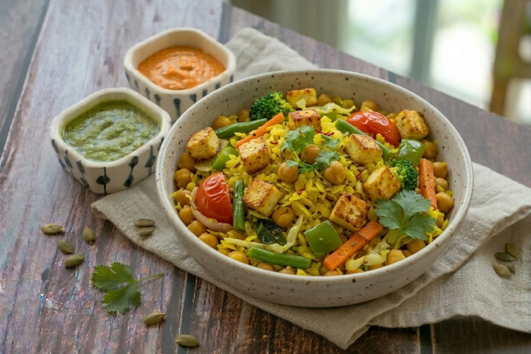 Roasted Paneer Protein Poha